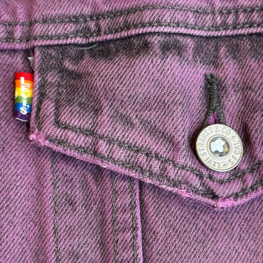 Levis Premium Pride Collection Purple Denim Vest XXL Sleeveless Trucker Jacket